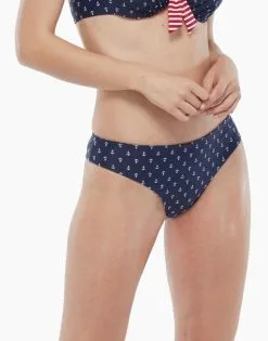 Bas De Maillot De Bain Réversible à Imprimé Marin Et Rayures Rouges