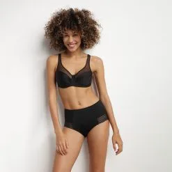 Culotte Femme Taille Haute En Coton Stretch Et Dentelle Noir EcoDim -Vendite Maillots De Bain D0AVTC1 0HZ 03