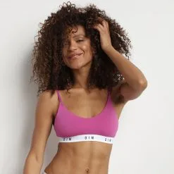 Brassière Femme En Coton Modal Sans Armatures Rose Vif DIM Originals
