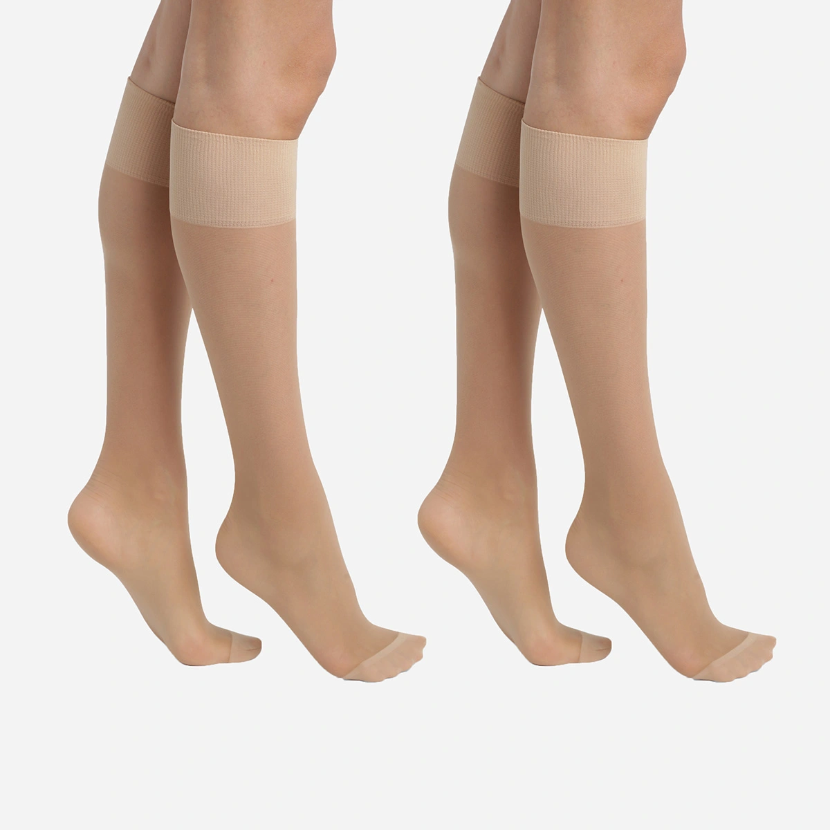 Lot De 2 Paires De Mi-bas En Voile Lycra Renforcé Beige Ultra Resist 4 Lot De 2 Paires De Mi-bas En Voile Lycra Renforcé Beige Ultra Resist – Image 2