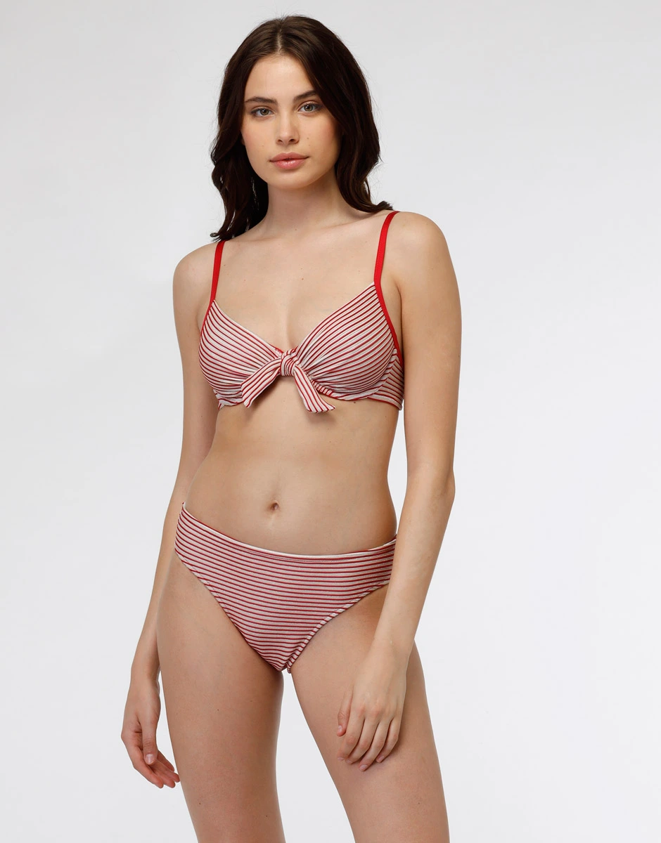 Bas De Maillot De Bain Midi, Rayures Rouges 6 Bas De Maillot De Bain Midi, Rayures Rouges – Image 4