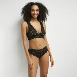 Bralette Foulard Sans Armatures En Dentelle Florale Noir Daily Glam -Vendite Maillots De Bain D0CUAC1 0HZ 03