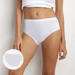 Lot De 2 Slips Blancs Femme Pur Coton Taille Haute
