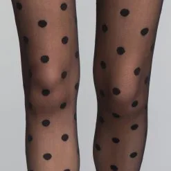 Collant Femme En Voilage Noir 19D à Gros Pois Dim Style -Vendite Maillots De Bain DIM 086X 0HZ 02